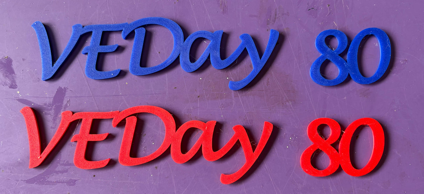 3D printed VEDay 80 Title