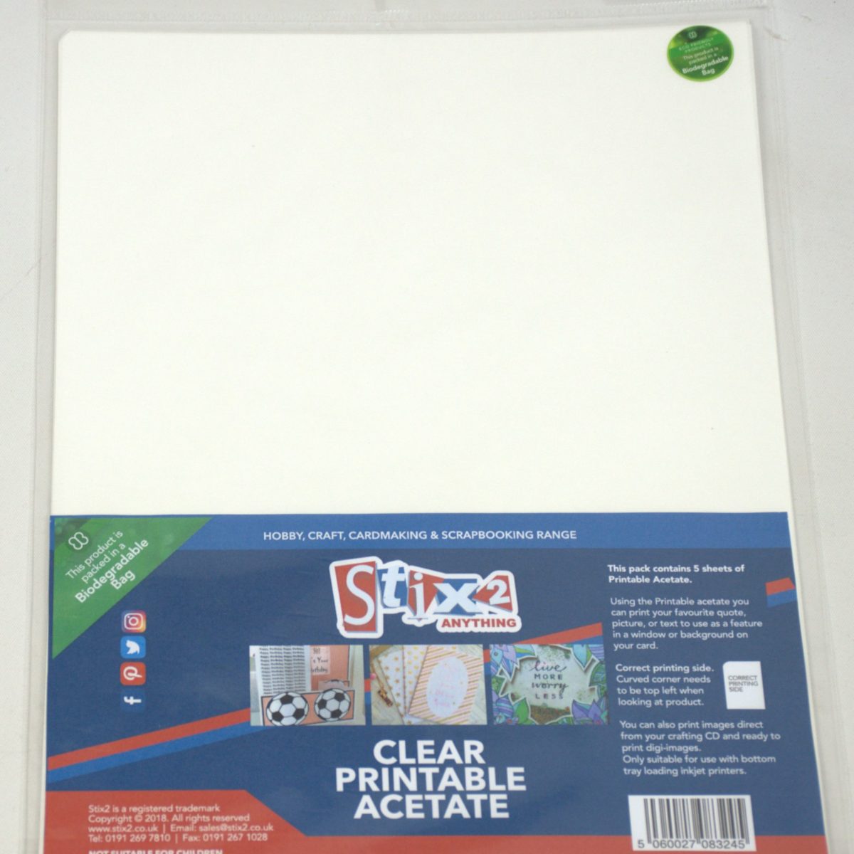 Stix2 Printable A4 Clear Acetate for inkjet printers
