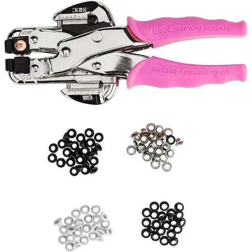 We R Memory Keepers Crop-A-Dile Hole Punch & Eyelet Setter with Eyelets in Case