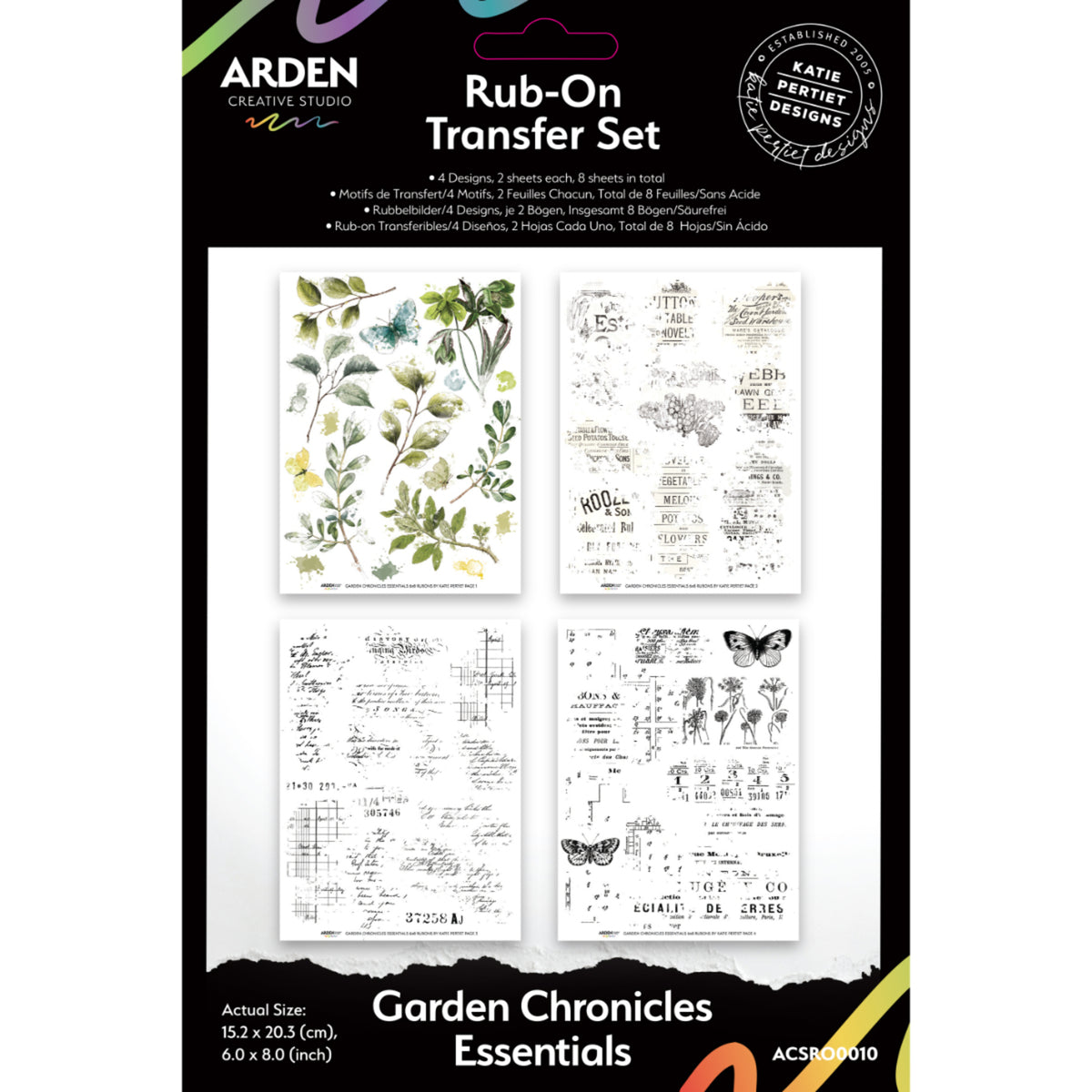 Arden Creative Studio Garden Chronicles Essentials 6in x 8in Rub-On Transfer Set