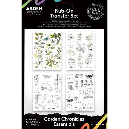Arden Creative Studio Garden Chronicles Essentials 6in x 8in Rub-On Transfer Set
